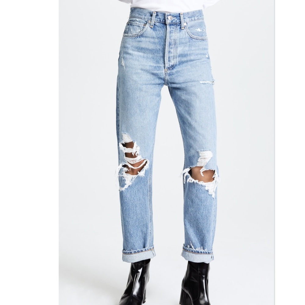 $248 WOMENS AGOLDE size 22 or 00 90’s mid rise straight fit distressed jeans